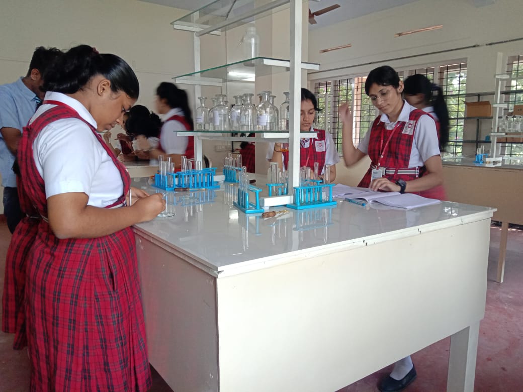 Students in the integrated science laboratory at Pragati Academy